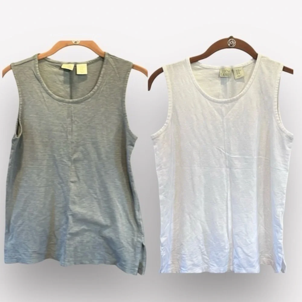 🇪🇸🐠Bundle of 2 Lucy & Laurel tank tops peach gray modal cotton spandex XS